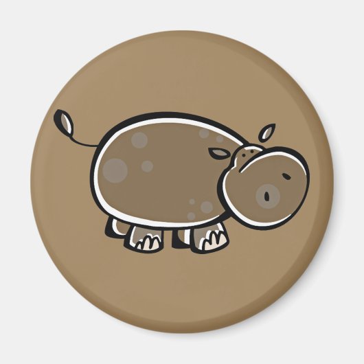 Happy Cartoon Hippo Magneet (Voorkant)