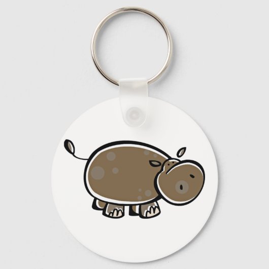 Happy Cartoon Hippo Sleutelhanger (Voorkant)