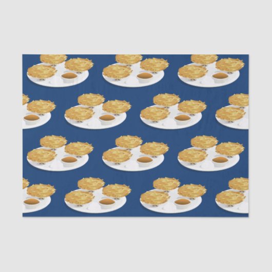 Happy Cartoon Latkes Apple Sauce Sour Cream Tissuepapier (Voorkant)