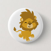 Happy Cartoon Lion Button Badge (Voorkant)