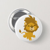 Happy Cartoon Lion Button Badge (Voorkant /achterkant)