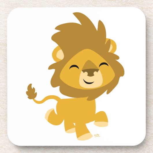 Happy Cartoon Lion Onderzetters (Voorkant)