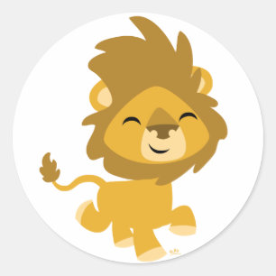 Happy Cartoon Lion ronde sticker
