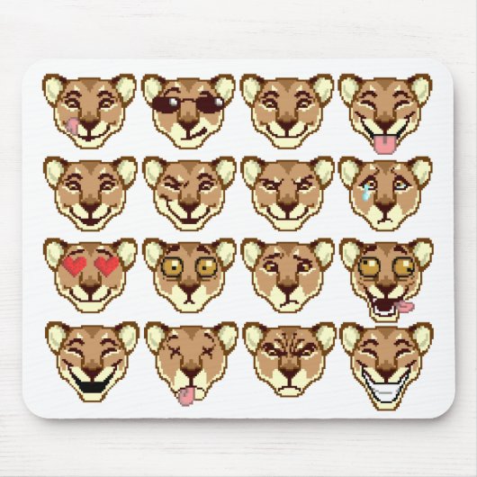 Happy Cartoon Lioness emoticon Mousepad Muismat (Voorkant)