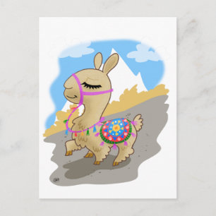 Happy Cartoon Llama Briefkaart