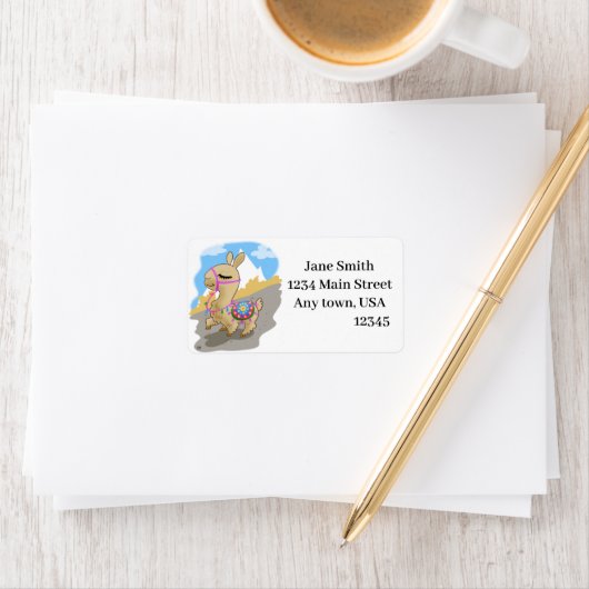 Happy Cartoon Llama Etiket (Insitu)