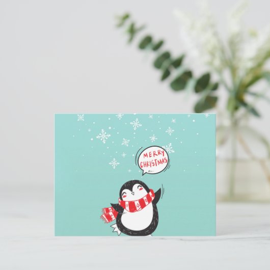 Happy Cartoon Penguin Briefkaart (Staand voorkant)