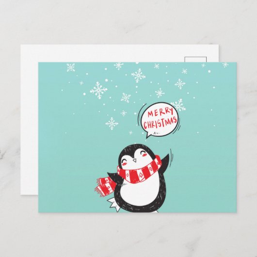 Happy Cartoon Penguin Briefkaart (Voorkant / Achterkant)
