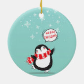 Happy Cartoon Penguin Keramisch Ornament (Achterkant)