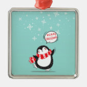 Happy Cartoon Penguin Metalen Ornament (Voorkant)