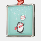 Happy Cartoon Penguin Metalen Ornament (Links)