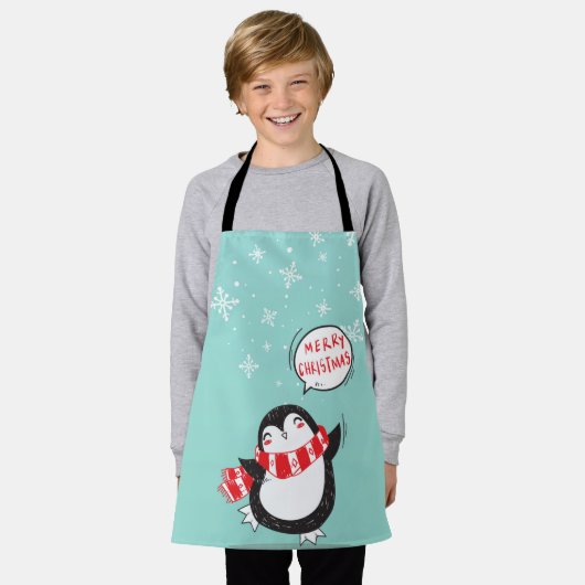 Happy Cartoon Penguin Schort (Gedragen)