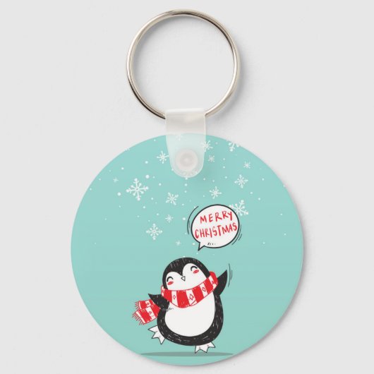Happy Cartoon Penguin Sleutelhanger (Voorkant)