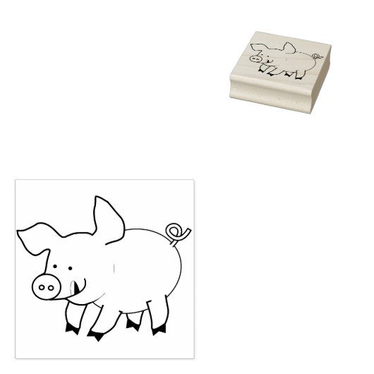 Happy Cartoon Piggy Rubberstempel (Gestempeld)