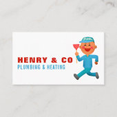 Happy Cartoon Plumber, Plumber, Plumbing Visitekaartje (Voorkant)