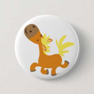 Happy Cartoon Pony-knoopbadge Ronde Button 5,7 Cm