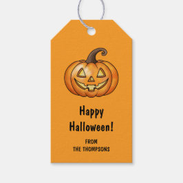 Happy Cartoon Pumpkin Orange Halloween Cadeaulabel