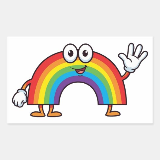 Happy Cartoon Rainbow Character Sticker (Voorkant)