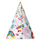 Happy Cartoon Rainbows en Shapes Seamless Pattern Feesthoedjes (Achterkant)