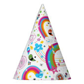 Happy Cartoon Rainbows en Shapes Seamless Pattern Feesthoedjes (Links)