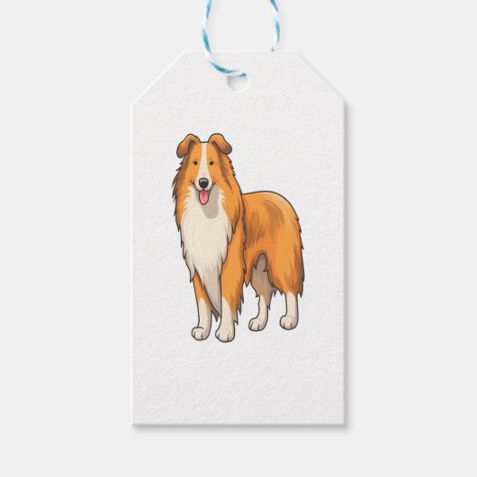 Happy Cartoon Rough Collie Cadeaulabel (Voorkant)