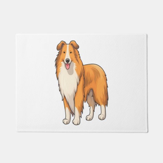 Happy Cartoon Rough Collie Deurmat (Voorkant)
