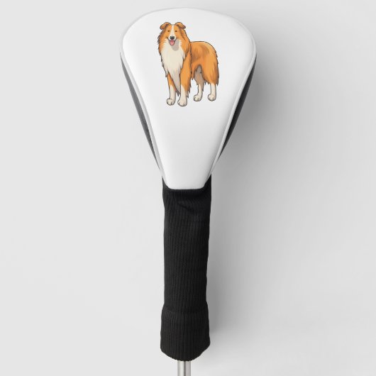 Happy Cartoon Rough Collie Golfheadcover (Voorkant)