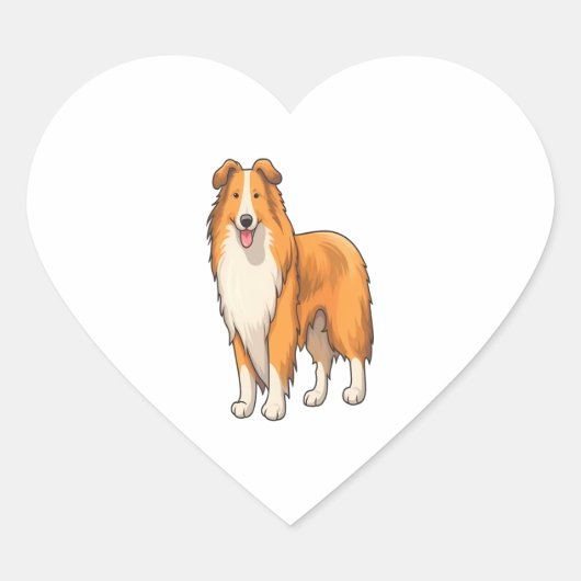 Happy Cartoon Rough Collie Hart Sticker (Voorkant)