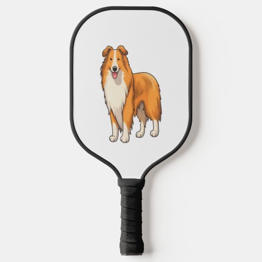 Happy Cartoon Rough Collie Pickleball Paddle (Voorkant)