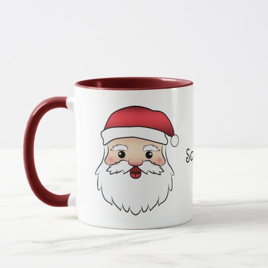 Happy Cartoon Santa Claus Head met aangepaste naam Mok (Links)