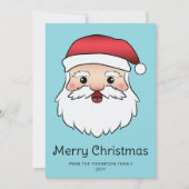 Happy Cartoon Santa Claus Head met aangepaste teks Feestdagenkaart (Voorkant)