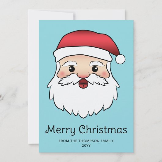 Happy Cartoon Santa Claus Head met aangepaste teks Feestdagenkaart (Voorkant)
