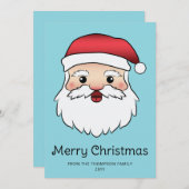 Happy Cartoon Santa Claus Head met aangepaste teks Feestdagenkaart (Voorkant / Achterkant)