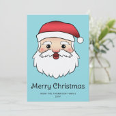 Happy Cartoon Santa Claus Head met aangepaste teks Feestdagenkaart (Staand voorkant)