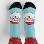 Happy Cartoon Santa Claus Head met aangepaste teks Sokken (Top)