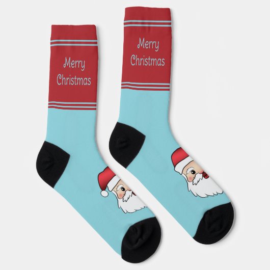 Happy Cartoon Santa Claus Head met aangepaste teks Sokken (Rechts)