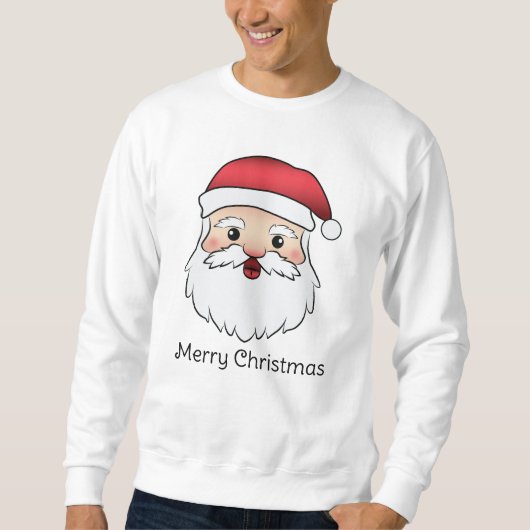 Happy Cartoon Santa Claus Head met aangepaste teks Trui (Voorkant)