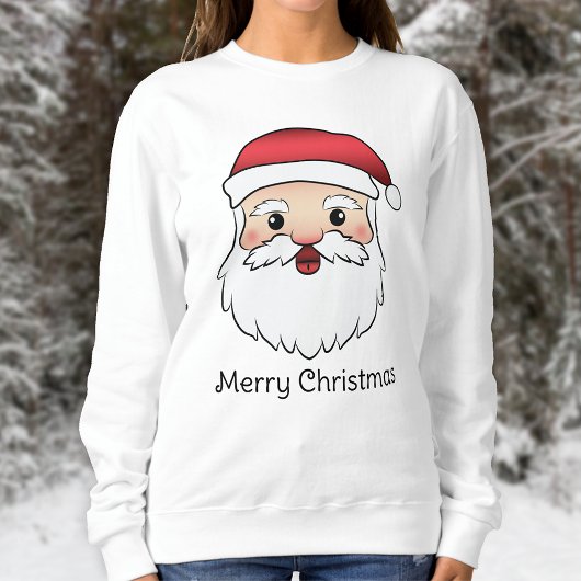 Happy Cartoon Santa Claus Head met aangepaste teks Trui