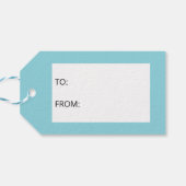 Happy Cartoon Santa Claus Head op blauw en tekst Cadeaulabel (Achterkant Horizontaal)