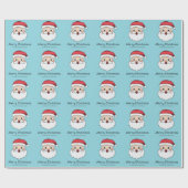 Happy Cartoon Santa Claus Head op blauw en tekst Cadeaupapier (Vlak)