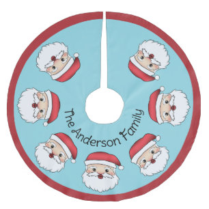 Happy Cartoon Santa Claus Head op blauw en tekst Kerstboom Rok