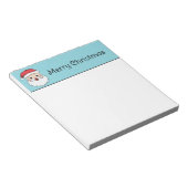 Happy Cartoon Santa Claus Head op blauw en tekst Notitieblok (Schuin)
