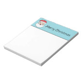 Happy Cartoon Santa Claus Head op blauw en tekst Notitieblok (Linkerzijde)