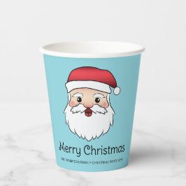 Happy Cartoon Santa Claus Head op blauw en tekst Papieren Bekers