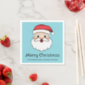 Happy Cartoon Santa Claus Head op blauw en tekst Servet (Insitu)