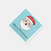 Happy Cartoon Santa Claus Head op blauw en tekst Servet (Hoek)
