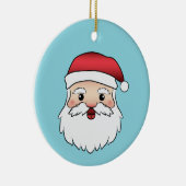 Happy Cartoon Santa Claus Head op Blue Keramisch Ornament (Rechts)