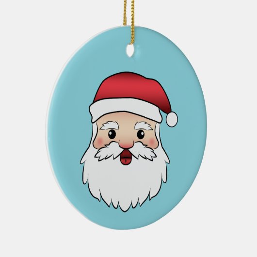 Happy Cartoon Santa Claus Head op Blue Keramisch Ornament (Rechts)