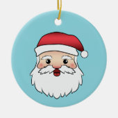 Happy Cartoon Santa Claus Head op Blue Keramisch Ornament (Voorkant)
