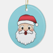 Happy Cartoon Santa Claus Head op Blue Keramisch Ornament (Links)